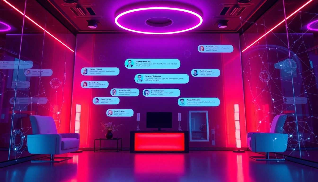 Engaging chat room for nsfw chat bot interactions featuring vibrant colors and stylish avatars.