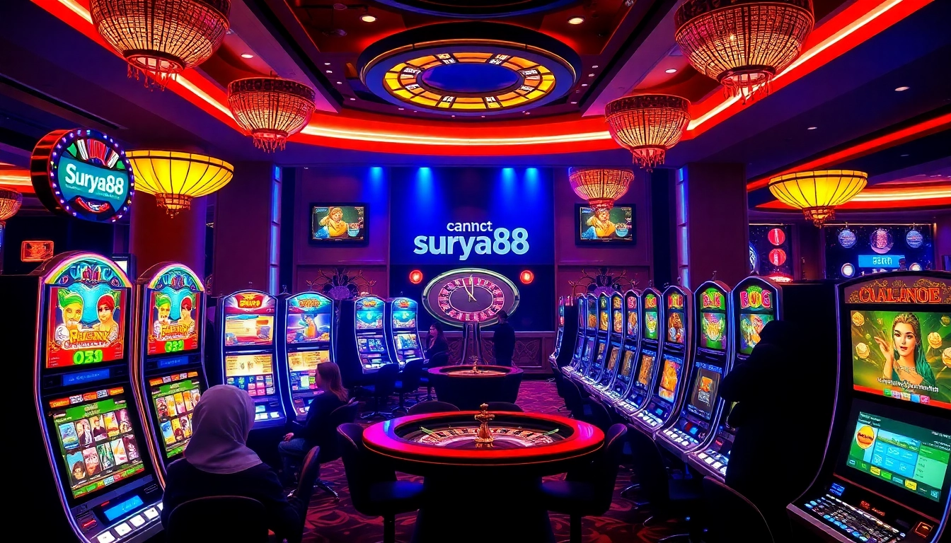 Pemain menikmati pengalaman mendebarkan di area mesin slot yang dinamis di surya88.