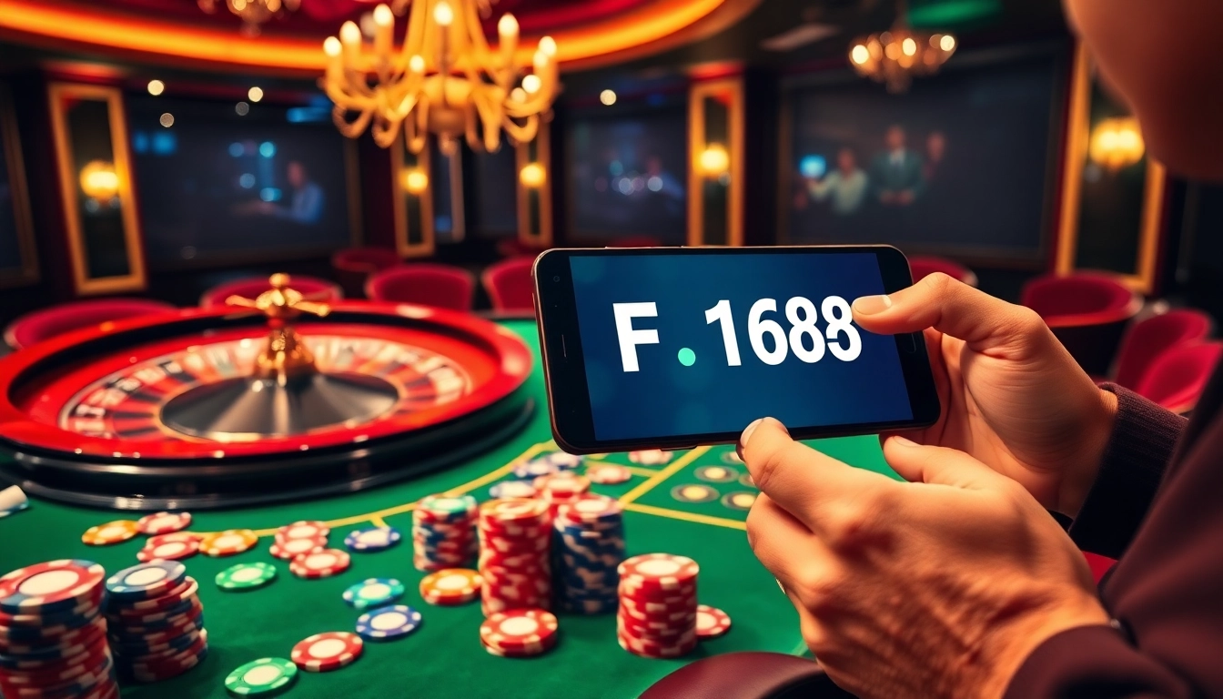 Experience the thrill of online gambling at F168 55 with vibrant casino visuals and exciting betting action.